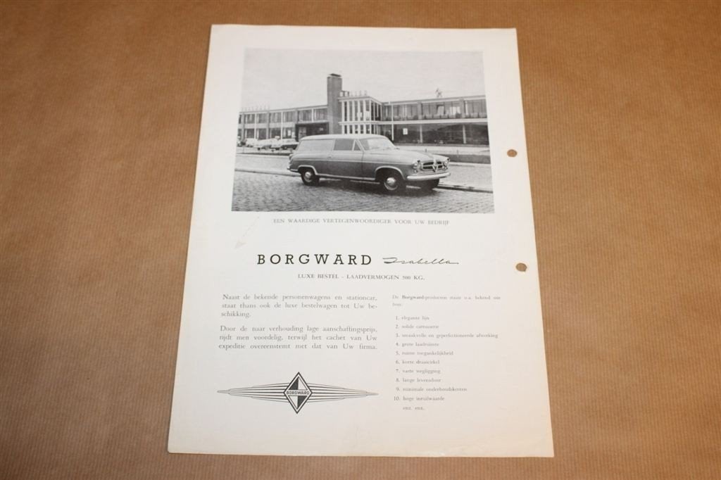 Zeldzame folder - Borgward bestelwagen Isabella - Ca 1955, Ophalen of Verzenden, Zo goed als nieuw, Tractor en Landbouw
