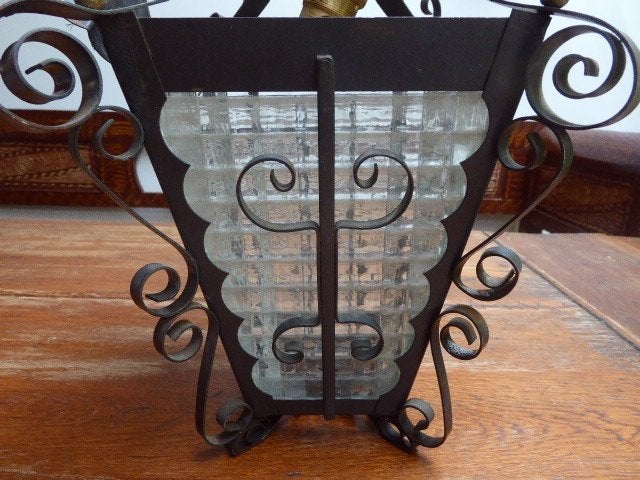Smeedijzeren art deco lamp, hallamp, Antiek en Kunst, Ophalen of Verzenden