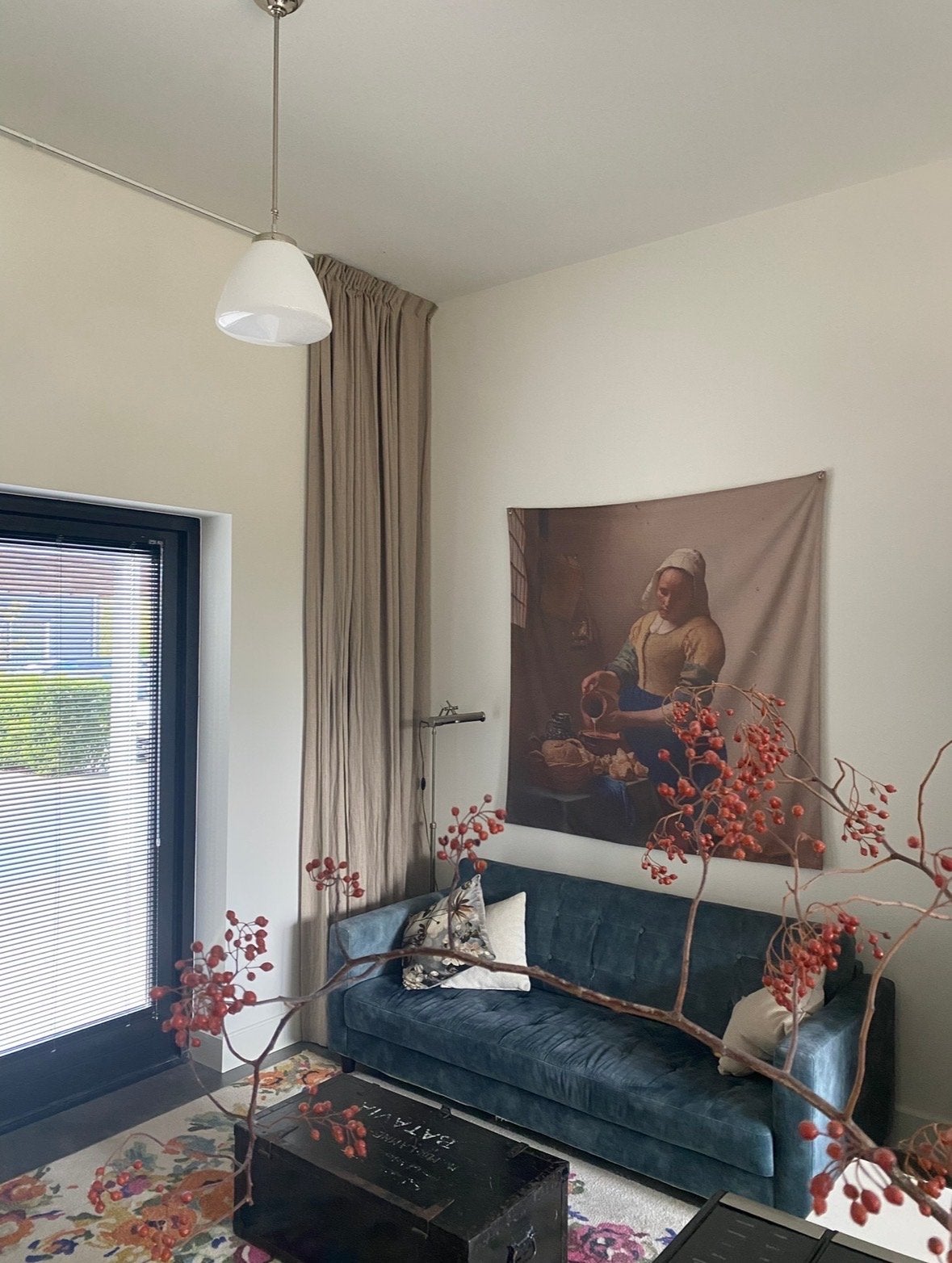 Groot wandkleed Melkmeisje 150x150 cm, Klassiek, Ophalen of Verzenden, Zo goed als nieuw, Met ophangsysteem