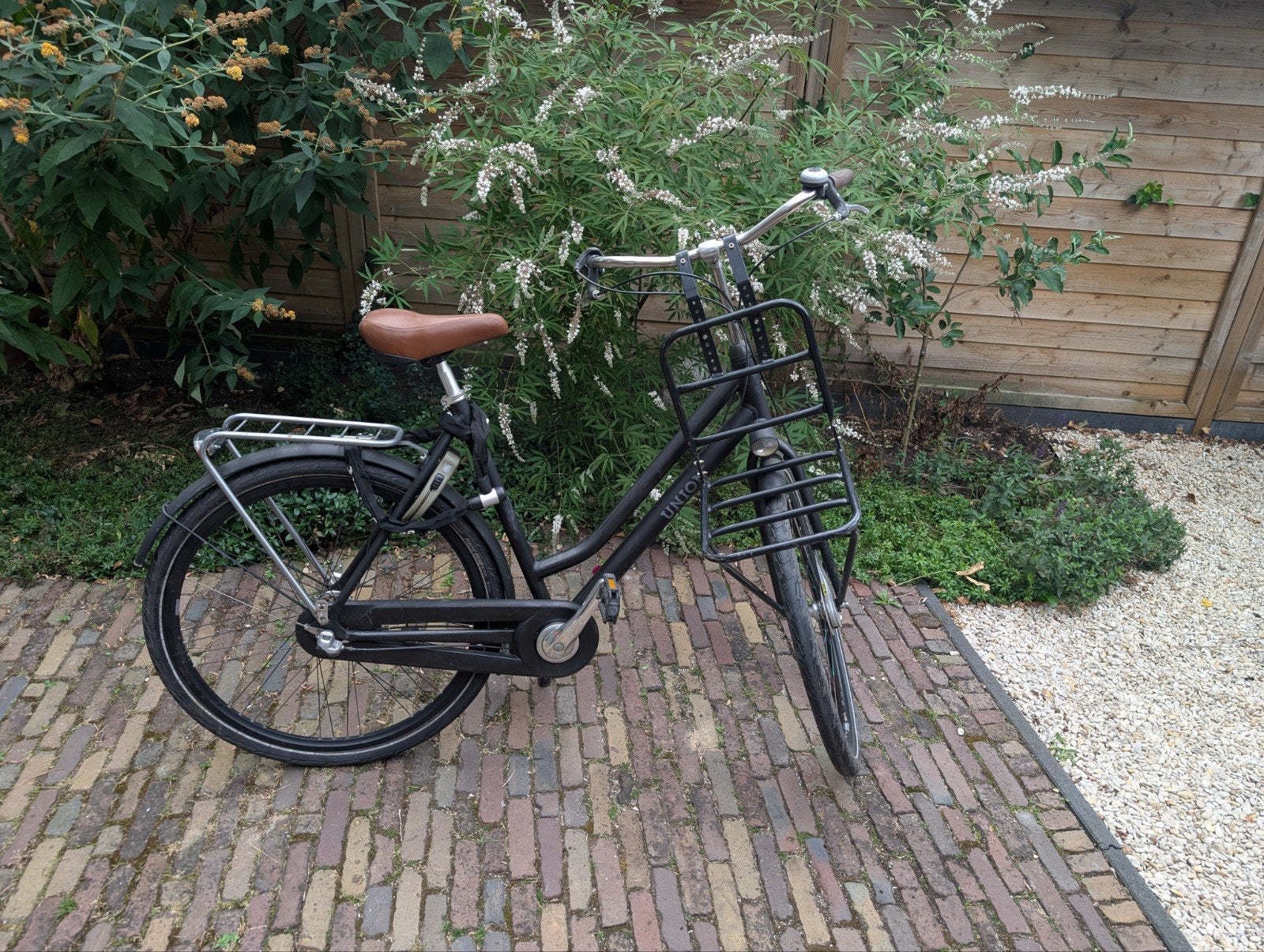 Union Transportfiets Dames - Zwart - Gebruikt, Terugtraprem, Gebruikt, Versnellingen, 56 cm of meer