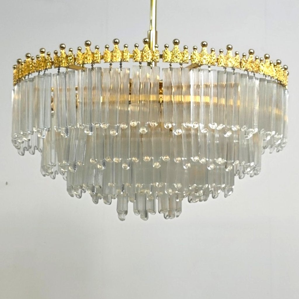 Regency kroonluchter XL kaiser leuchten 60's verguld kristal, Ophalen, Gebruikt, Glas, E14 (klein)