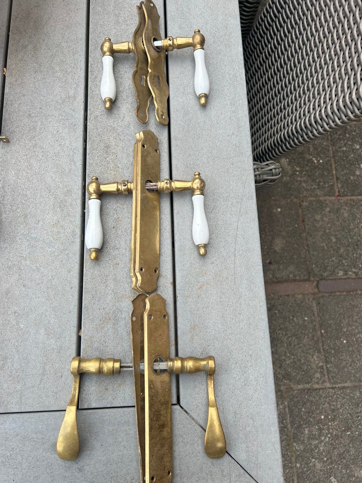 Verschillende koperen deurklinken, Ophalen of Verzenden, Gebruikt