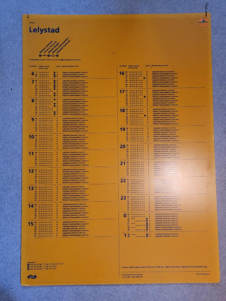 NS Vertrektijdenbord Lelystad Almere Centrum, Ophalen, Gebruikt, Trein, Overige typen