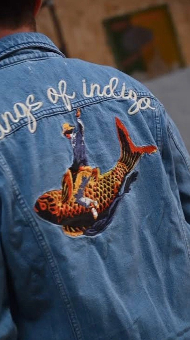 Kings Of Indigo spijkerjas met borduursel xs, zgan, Ophalen of Verzenden, Zo goed als nieuw, Maat 34 (XS) of kleiner, Blauw