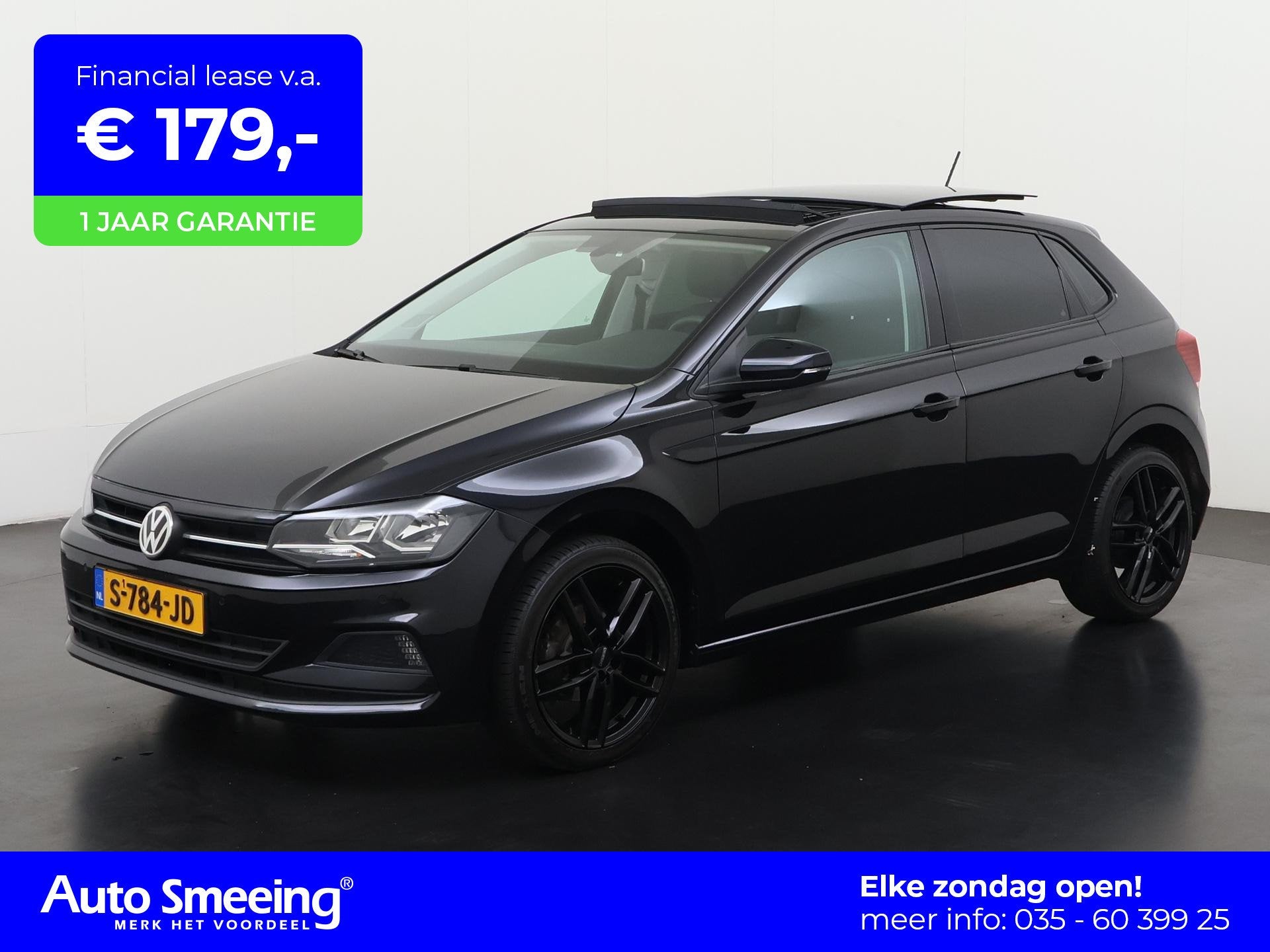 Volkswagen Polo 1.0 | Panoramadak | Camera | Carplay | Stoel, Auto's, 12 maanden, Stof, Zwart, Bedrijf