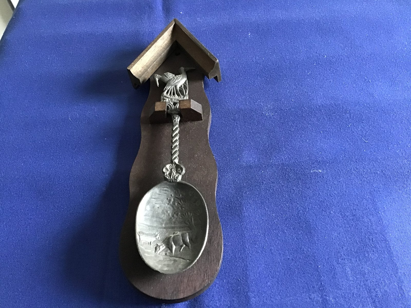 Tinnen lepel op houder afmeting 25x10 cm, Ophalen of Verzenden