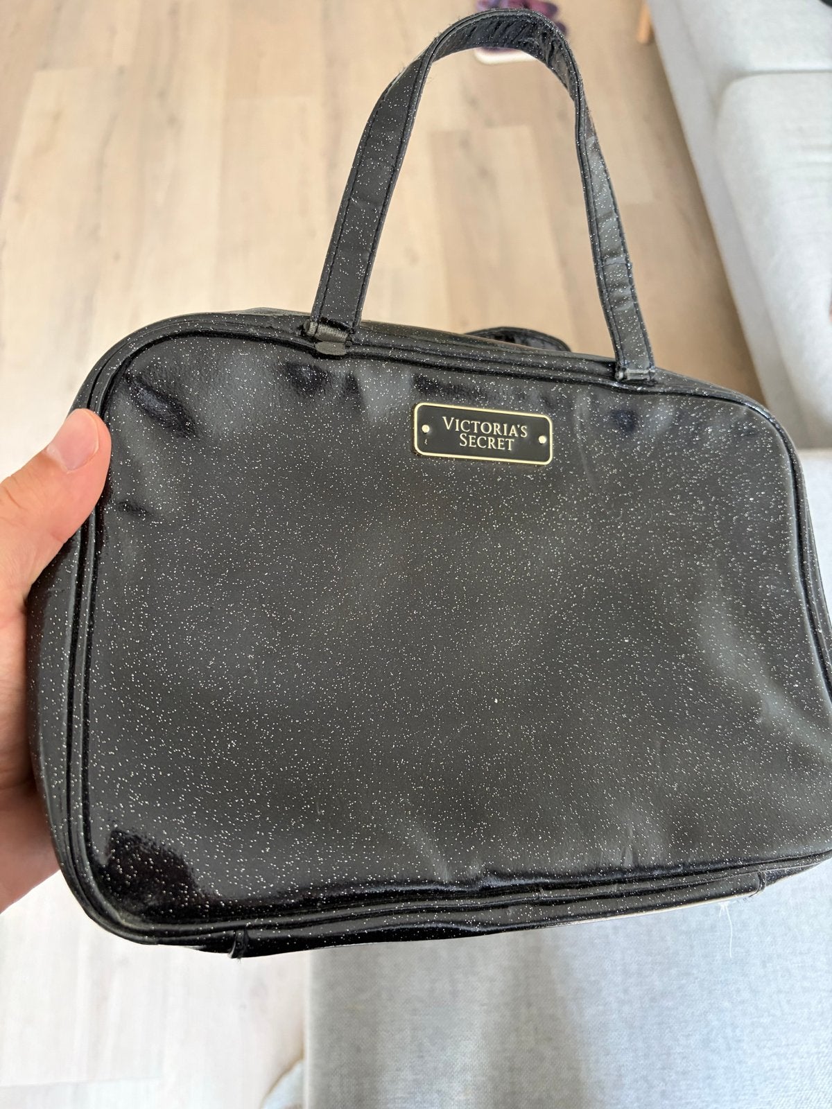 Victoria's Secret Toilettas Zwart met Glitters, Ophalen, Gebruikt, Zwart, Softcase