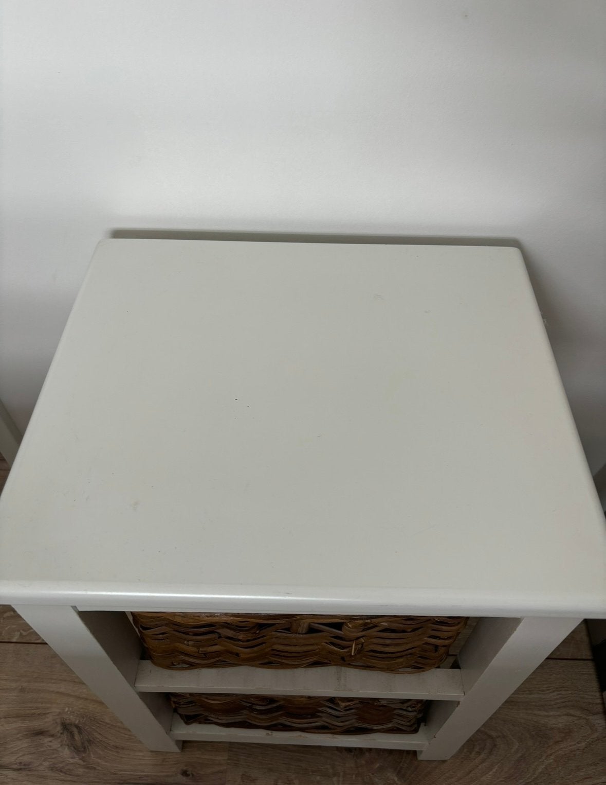 Rotan nachtkastje met twee lades, Ophalen, Overige materialen, Gebruikt, Minder dan 45 cm