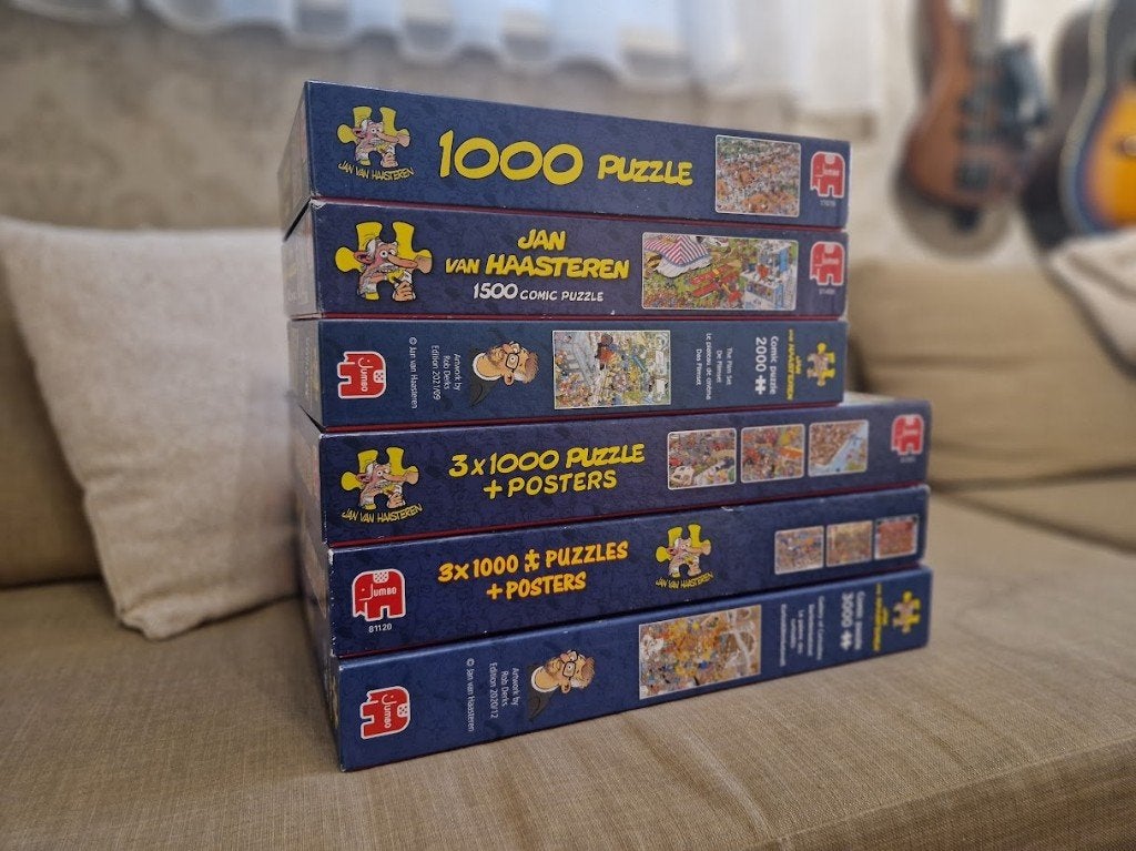 Grote partij Jan van Haasteren puzzels, Ophalen of Verzenden, 500 t/m 1500 stukjes, Gebruikt, Legpuzzel