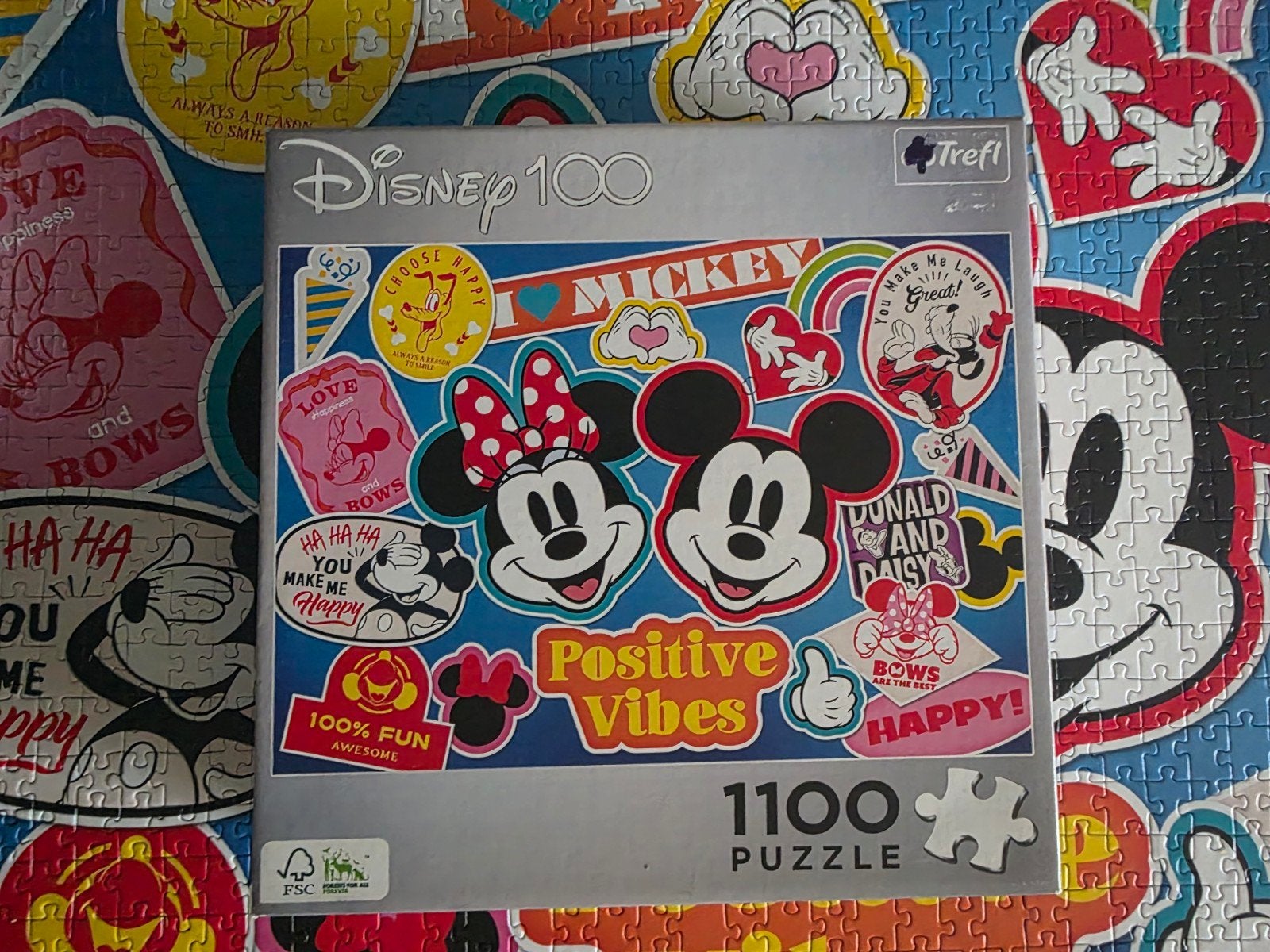 Trefl Disney puzzel 1100 stukjes - Positive Vibes, Ophalen of Verzenden, 500 t/m 1500 stukjes, Zo goed als nieuw