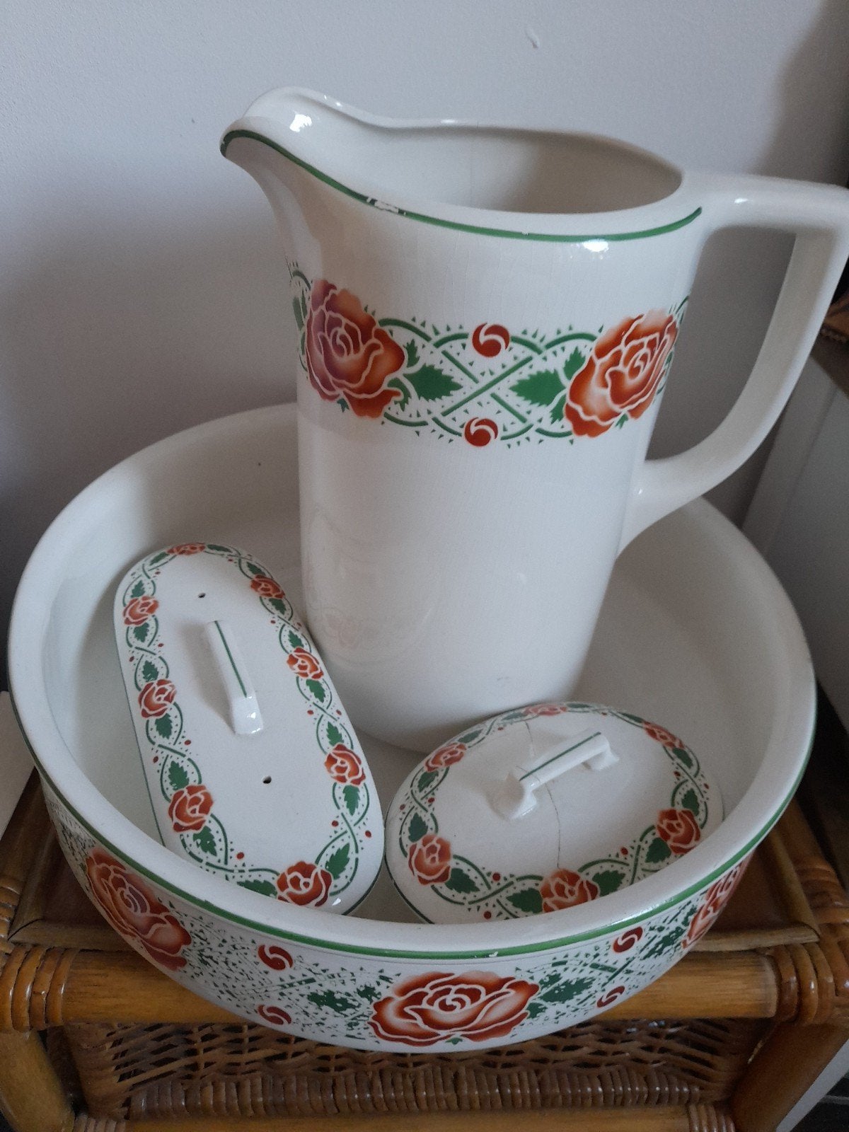 Antiek lampetstel met rozenmotief, Antiek en Kunst, Ophalen of Verzenden