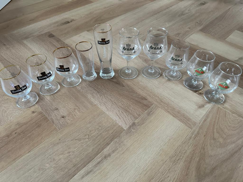 Grote collectie bierglazen (ca. 50 stuks), Ophalen, Gebruikt, Meerkleurig, Glas