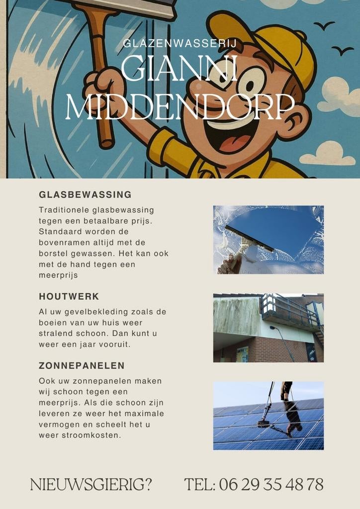 Zoekt u een Glazenwasser?, Schoonmaken bedrijfsruimte