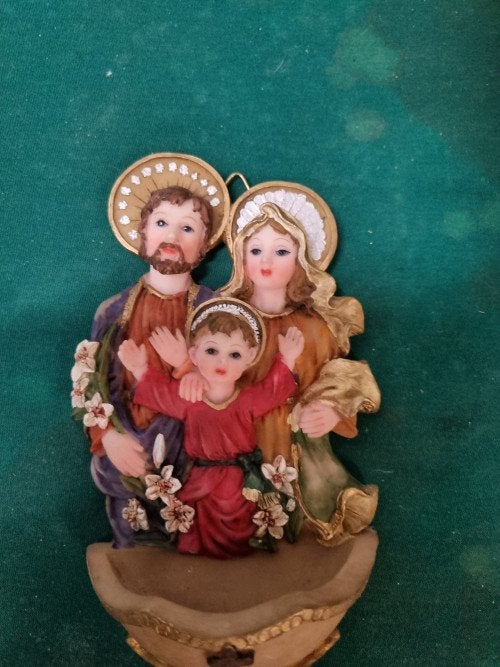 wijwaterbakje met maria josef en jezus, Ophalen of Verzenden