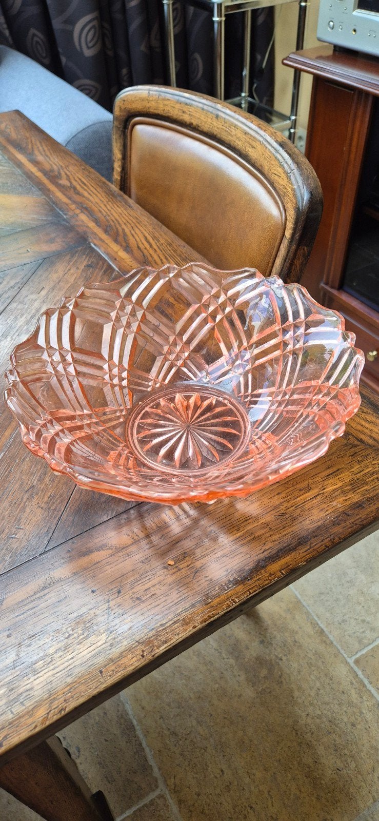 Vintage Roze Glazen Schaal - 25 cm Diameter, Ophalen of Verzenden