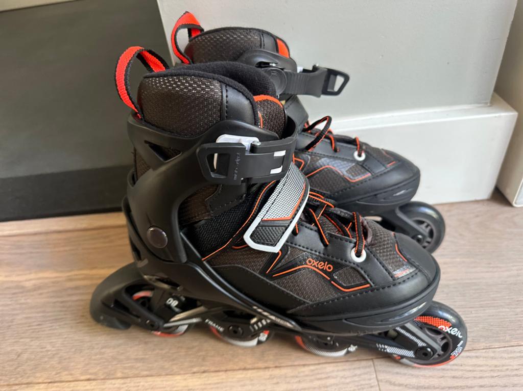 Skeelers maat 32tm35 (Decathlon) + beschermers <25kg (Fila), Ophalen of Verzenden, Nieuw, Bescherming