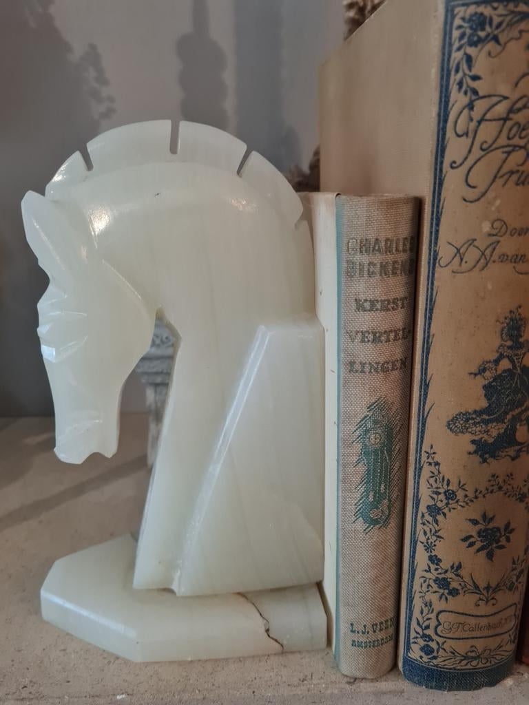 Onyx marmeren paardenhoofd boekensteunen, Huis en Inrichting, Ophalen of Verzenden, Overige kleuren, Glas, Minder dan 50 cm
