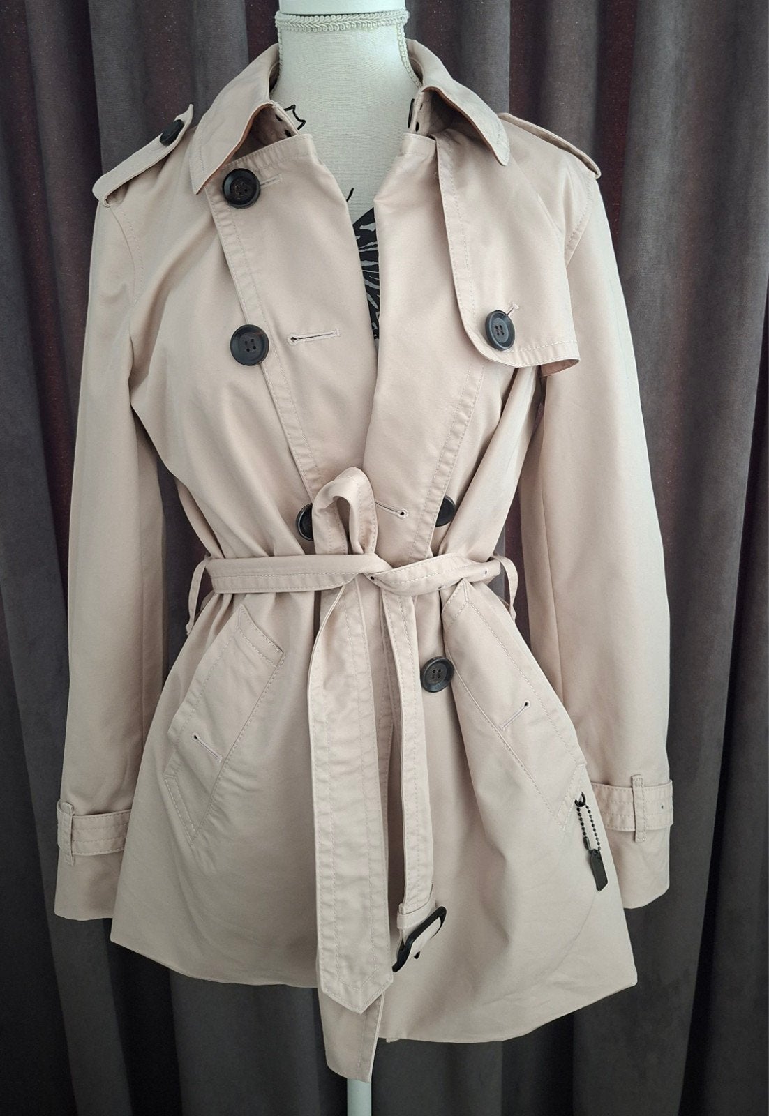 Coach New York trenchcoat zachtroze maat M, Maat 38/40 (M), Beige, Coach New York, Ophalen of Verzenden