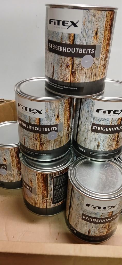Fitex Steigerhoutbeits 1L wit en groen, Ophalen of Verzenden