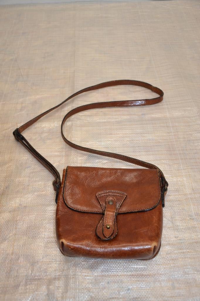 Kleine leren handtas, Sieraden, Tassen en Uiterlijk, Tassen | Damestassen, Ophalen of Verzenden, Gebruikt, Bruin, Handtas