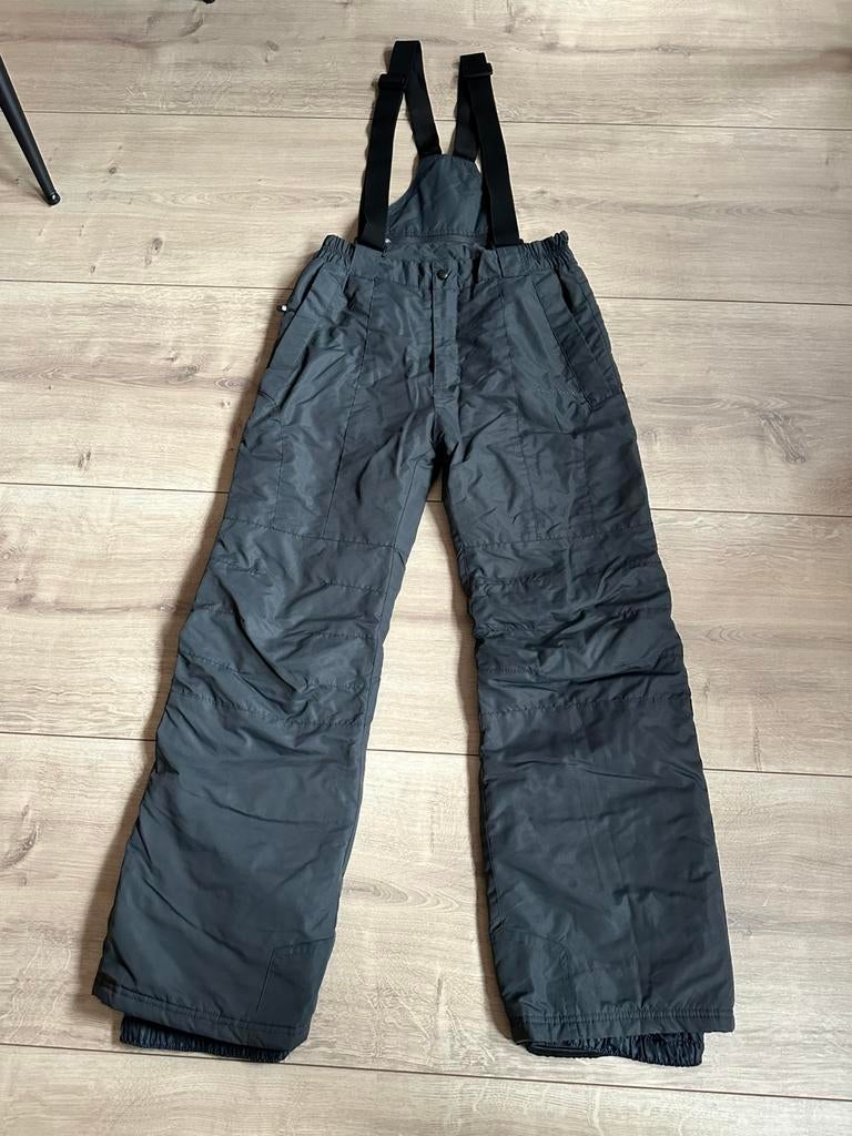 Grijze Skibroek met bretels, maat 164, Broek, Gebruikt, Chamonix, Ophalen of Verzenden