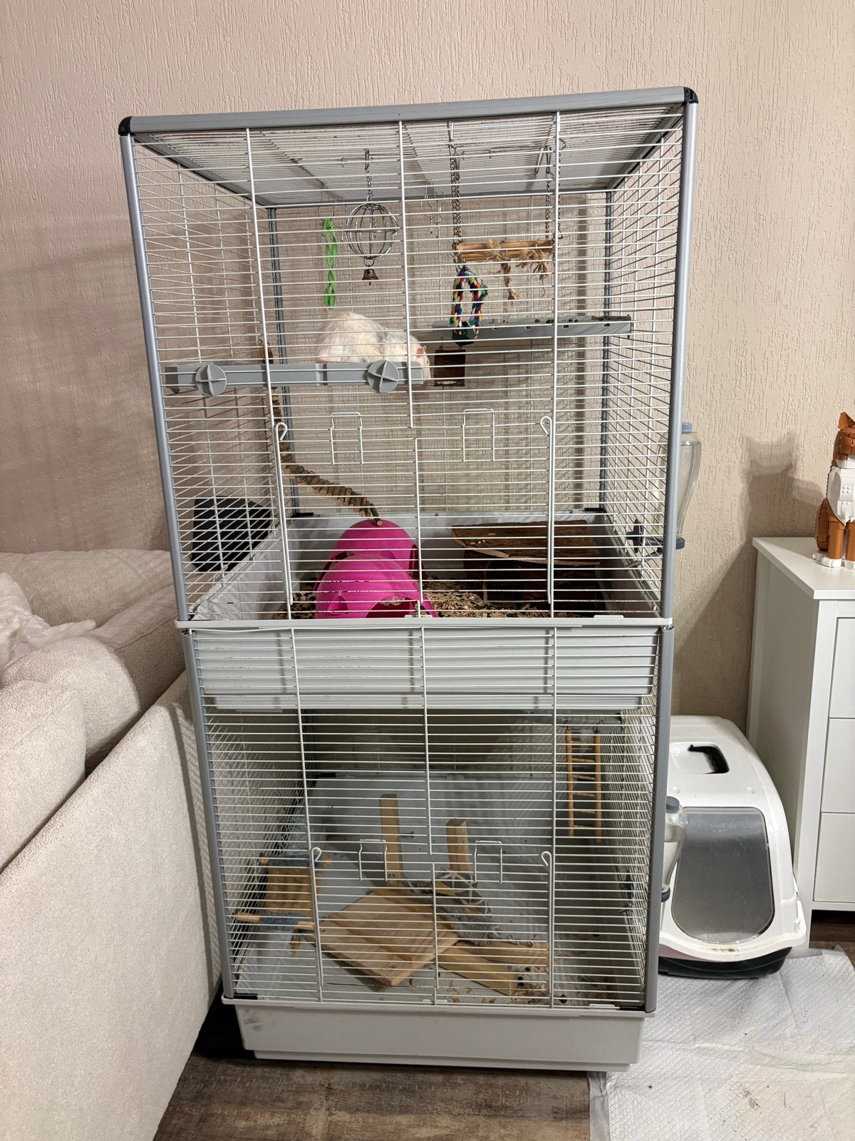 Ratten kooi dubbele verdiepingen, Ophalen, Kooi, Gebruikt, 90 cm of meer