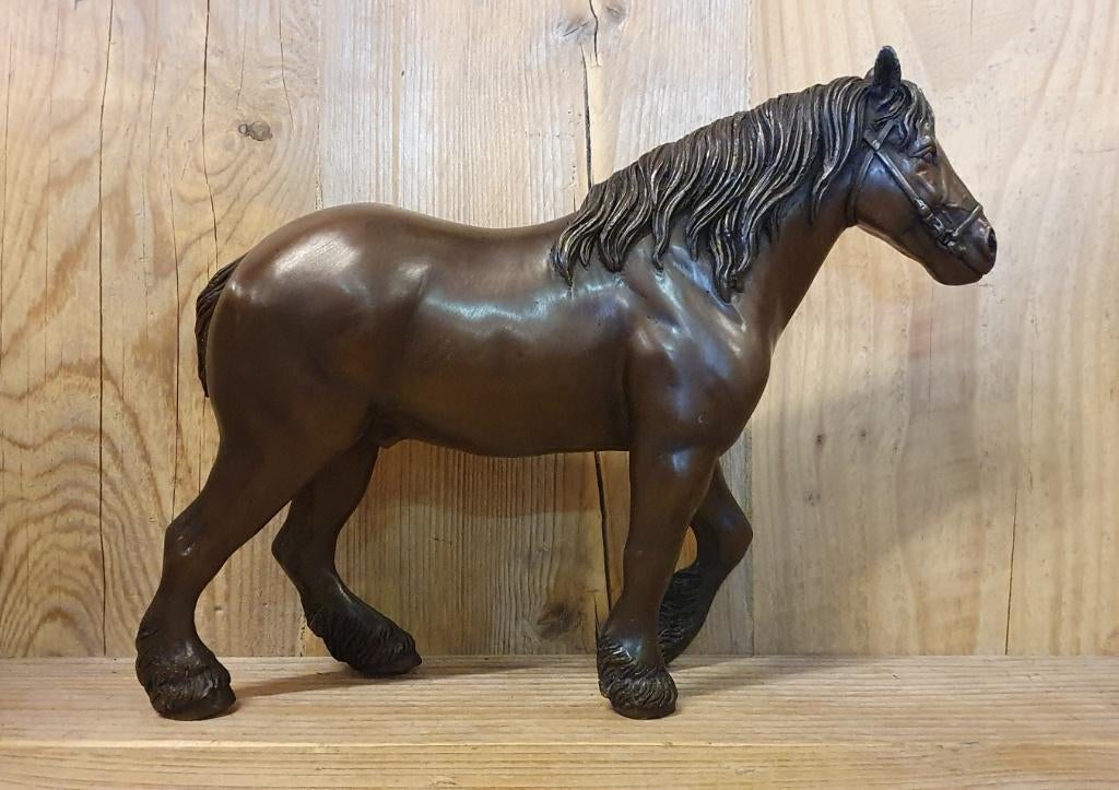 BELG / TREKPAARD / Bronzen beeld, Ophalen of Verzenden, Nieuw, Paard, Beeldje of Figuurtje