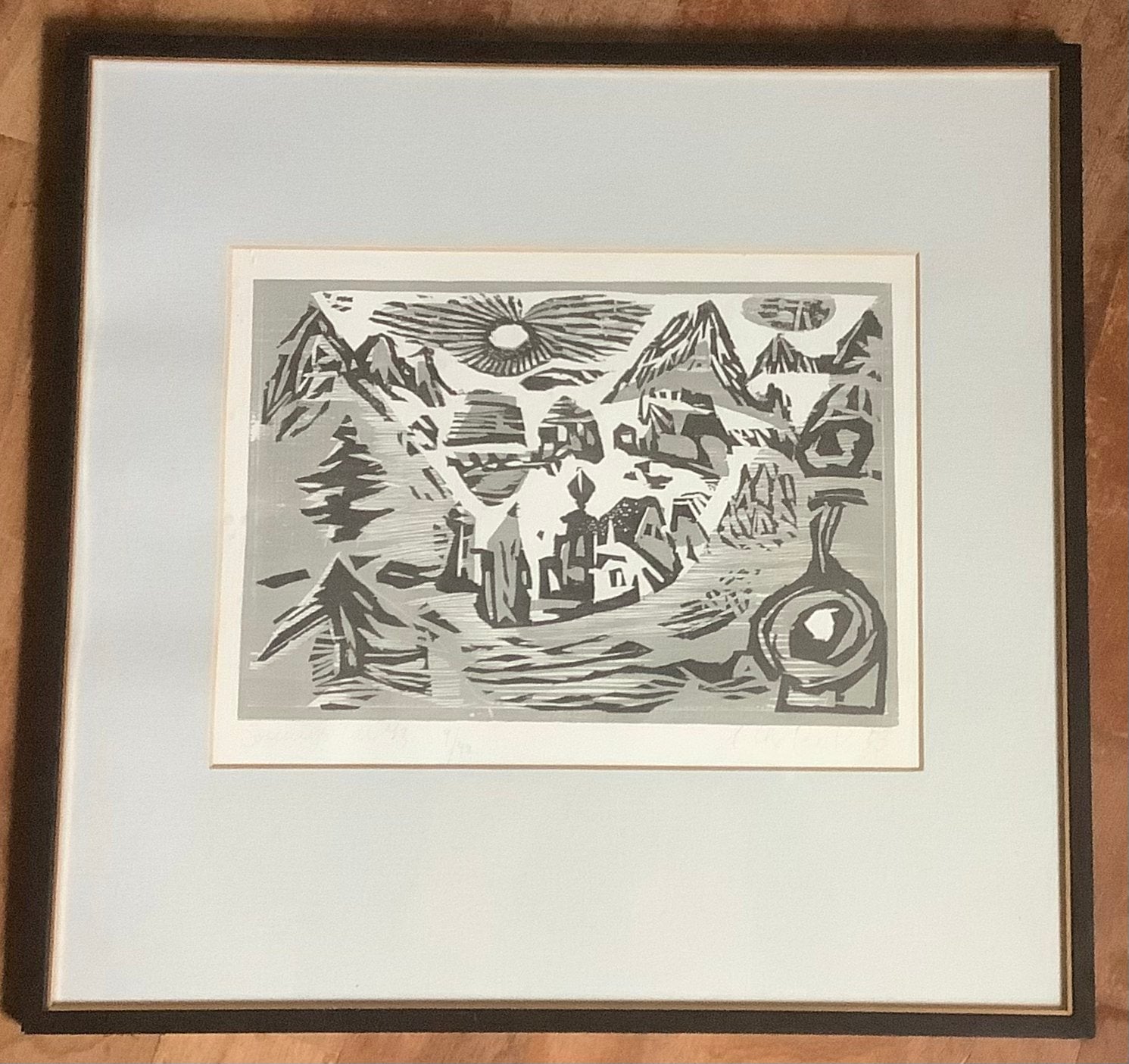 Oostenrijk, Alpen, Seewigtal, houtsnede, A Reck, druk, oud, Antiek en Kunst, Kunst | Schilderijen | Modern, Ophalen of Verzenden