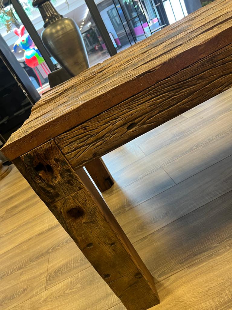 Robuuste tafel van treinbielzen - 3.50 x 1.00m, Ophalen, Gebruikt, 100 tot 150 cm, 200 cm of meer