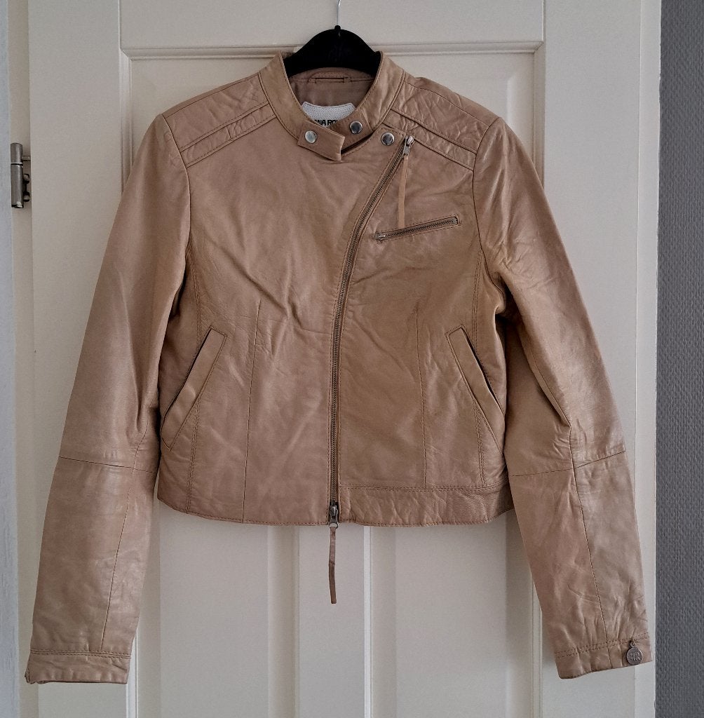 Ibana Rouge echt leren beige jack zomerjas Monroe 40 41004, Maat 38/40 (M), Ibana, ., Beige