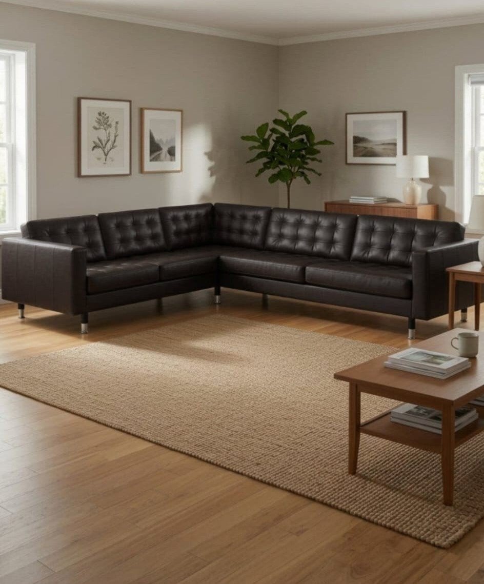 Ikea Landskrona donkerbruin hoekbank, Ophalen, Gebruikt, Leer