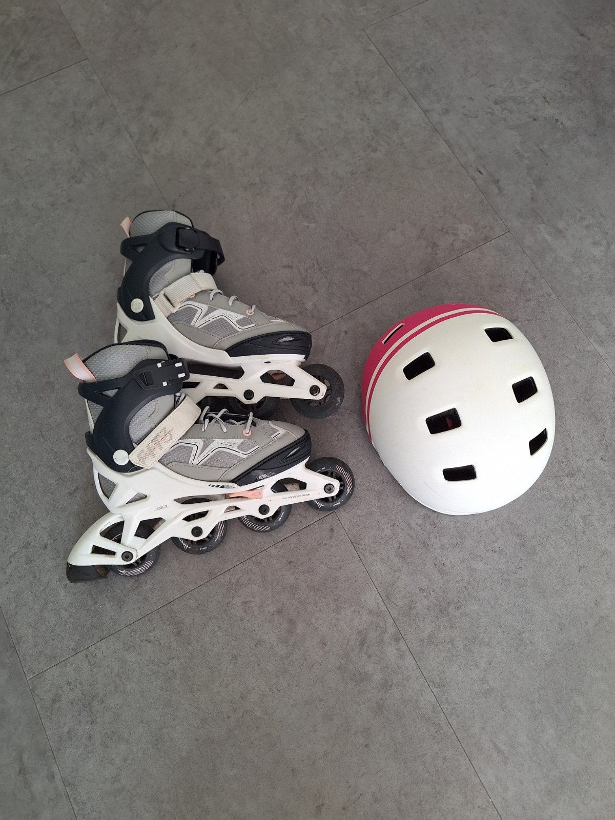 Skeelers Oxelo Fit3 ABEC3 verstelbaar met B'tween helm, Overige merken, Kinderen, Ophalen of Verzenden, Inline skates 4 wielen