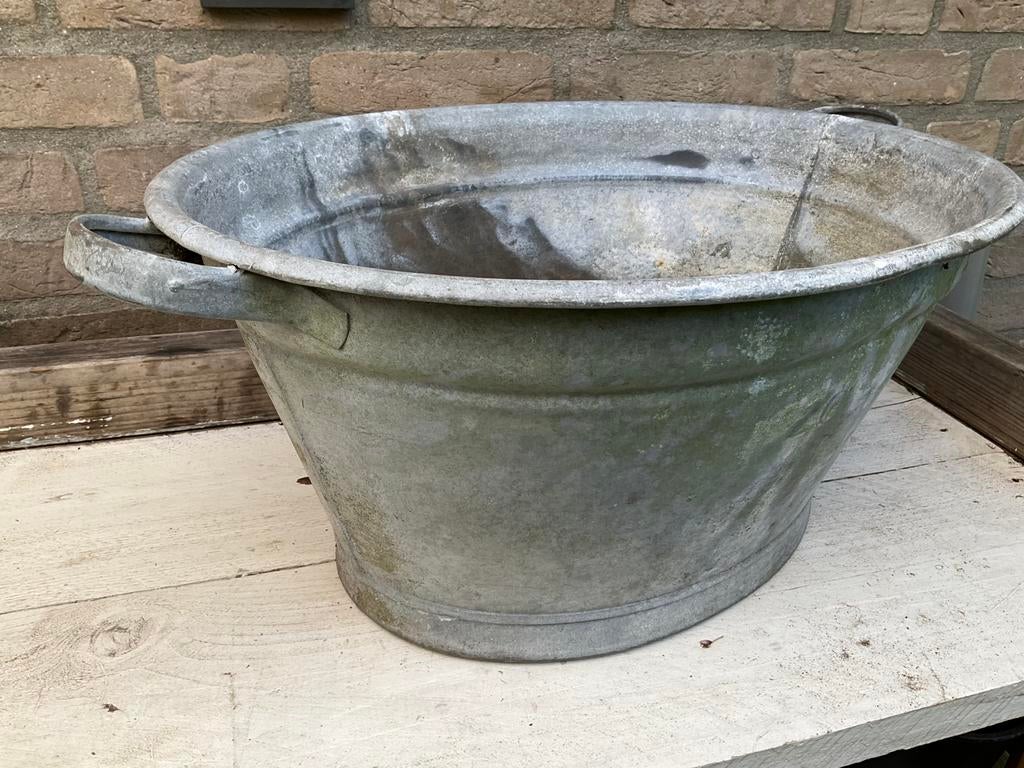 Echt oude zinken teil 20 ltr., Tuin en Terras, Bloembakken en Plantenbakken, Ophalen, Gebruikt, Minder dan 30 cm, Minder dan 60 cm