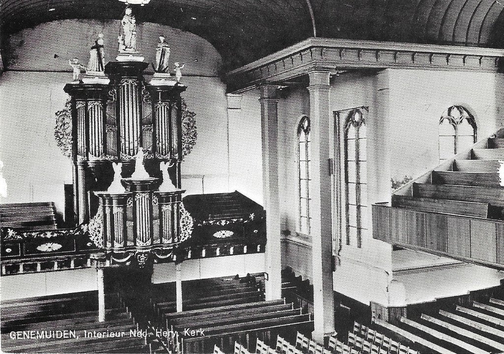 AK Genemuiden - Interieur Ned. Herv. Kerk, Ophalen of Verzenden, 1960 tot 1980, Ongelopen, Overijssel