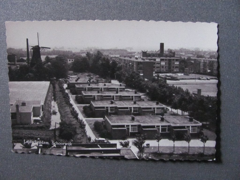 Leidschendam, fotokaart Schoorwijk met molen, Ophalen of Verzenden, 1960 tot 1980, Zuid-Holland
