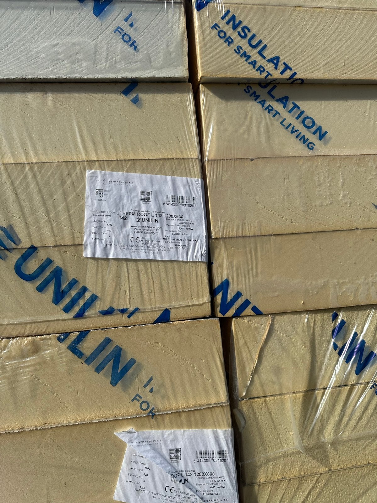 Koopje ca 200m Pir Isolatie 142mm €18,00 pm2  1e Keus Unilin, Doe-het-zelf en Verbouw, Isolatie en Afdichting, Dakisolatie, 12 cm of meer