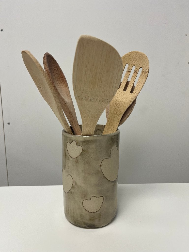 Pollepelpot met tulpen print, Keramiek, Overige typen, Nieuw, Ophalen of Verzenden
