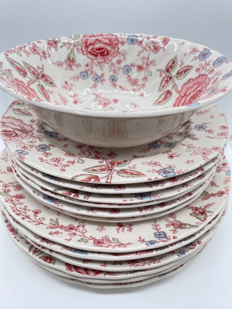 Johnson Bros Rose Chintz 13-delige serviesset met slakom, Ophalen, Gebruikt, Overige merken, Bord(en)