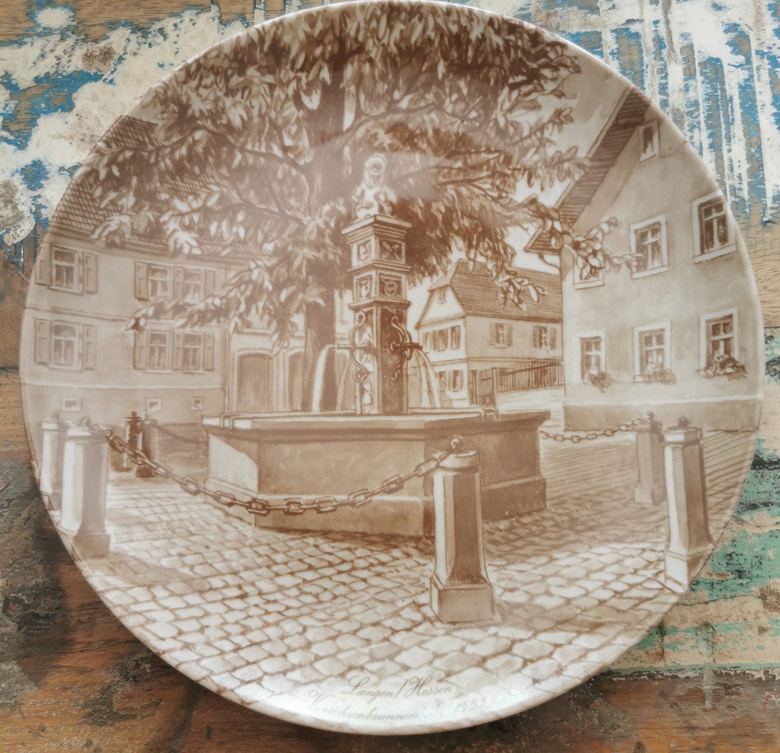 Wandbord Langen Vierröhrenbrunnen 1. Motiv, Ophalen of Verzenden