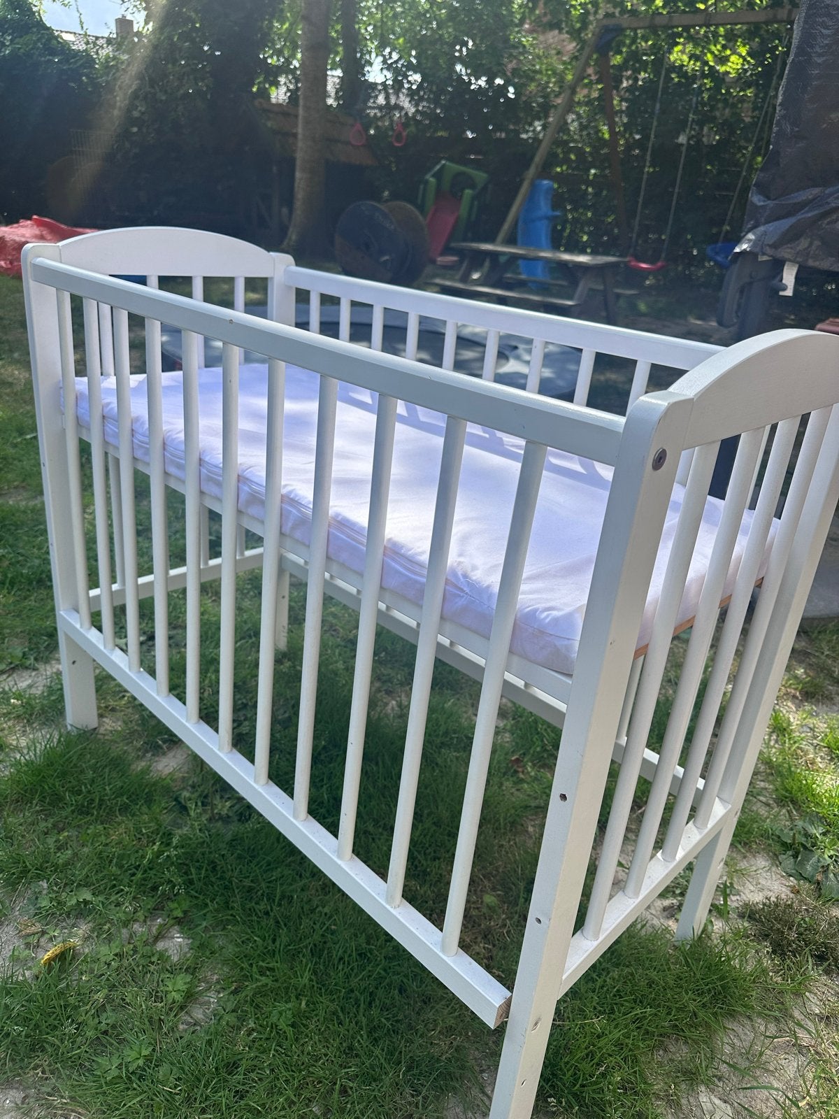Wit houten co sleeper met matras, Ophalen, Gebruikt, Ledikant