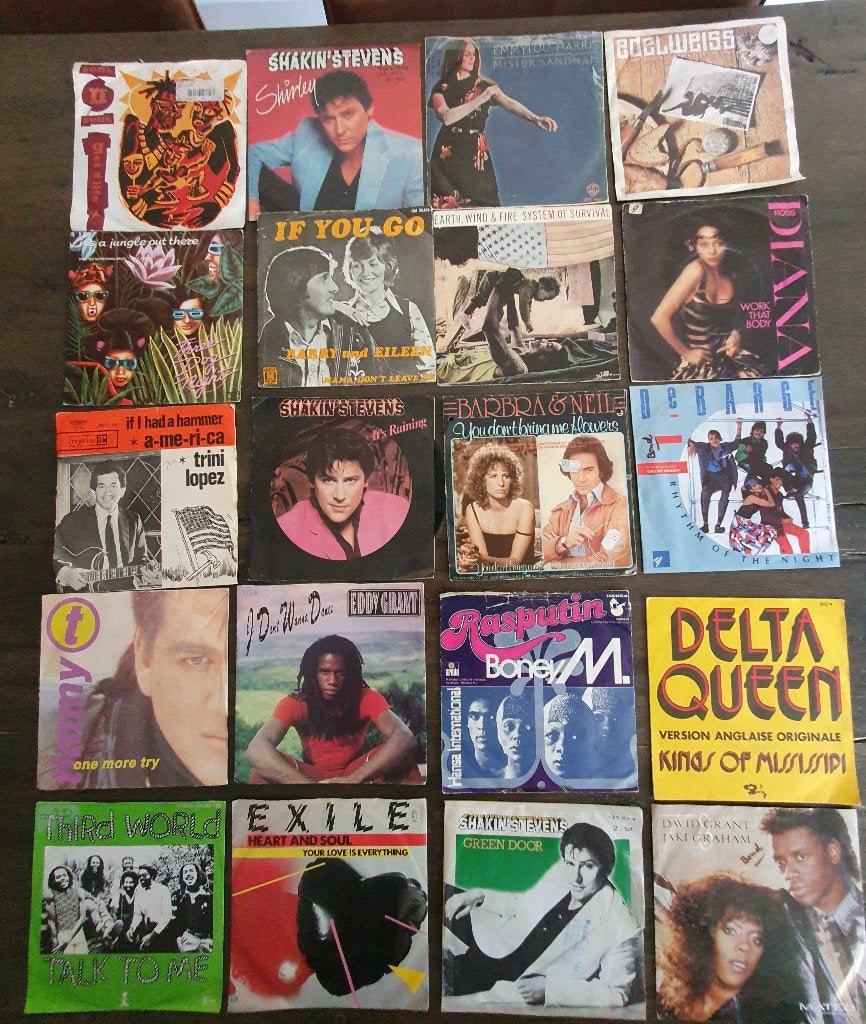 Partij verzameling jaren 70 en 80 singles (200 stuks), Gebruikt, 7 inch, Pop, Fotohoes