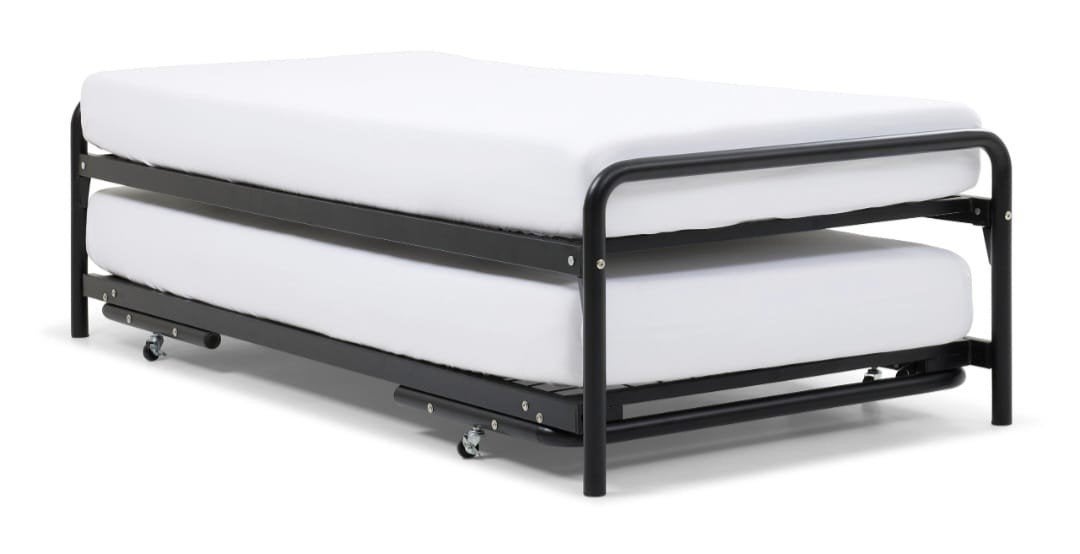 Onderschuifbed met lattenbodems - 2 persoons. Antraciet, Huis en Inrichting, Ophalen, Verstelbaar, 90 cm, Modern, functioneel