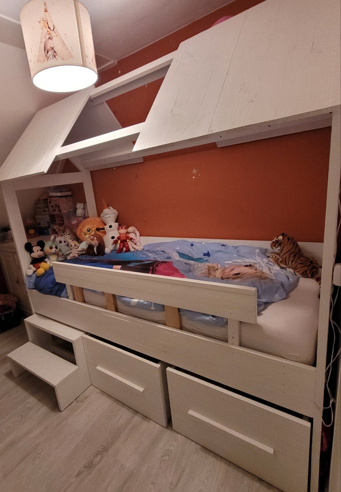Kinderbed huisje met opberglades en trapje, 85 tot 100 cm, Gebruikt, 180 cm of meer, Ophalen