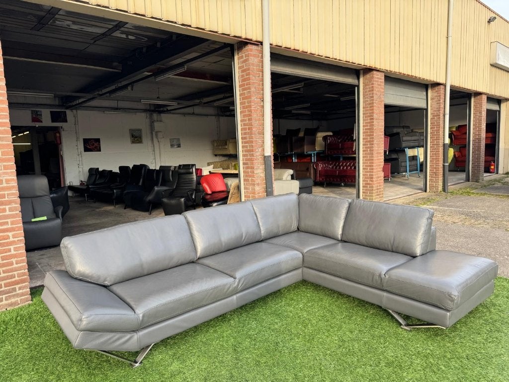 Hoekbank NATUZZI Releve bankstel design grijs leer, 250 tot 300 cm, Hout, Geen, Pahest@hotmail.nl