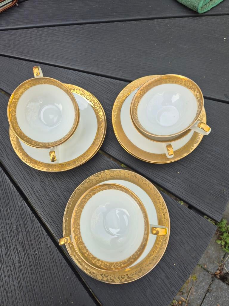 3x H&C Heinrich Bavaria Gouden Thee/Koffiekopjes, Ophalen