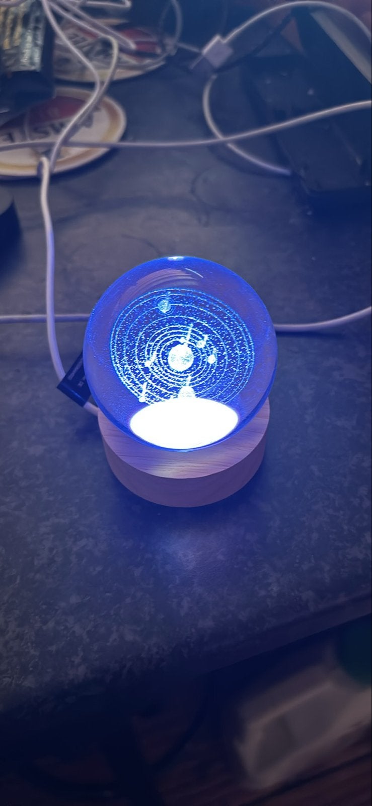 Betoverende Sterrenstelsel Kristallen Bol Nachtlamp, Ophalen, Meerkleurig, Zo goed als nieuw, Modern