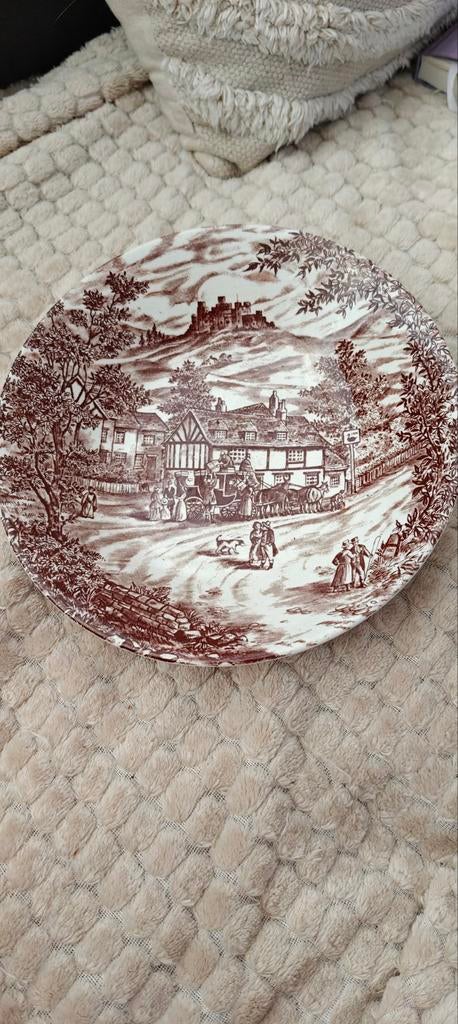 Vintage bord met landschap, Broadhurst Ironstone, Ophalen of Verzenden