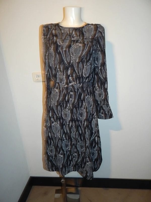 Essentiel Antwerp zwarte jurk witte vogel print open rug 38, Maat 38/40 (M), Overige kleuren, Verzenden, Zo goed als nieuw