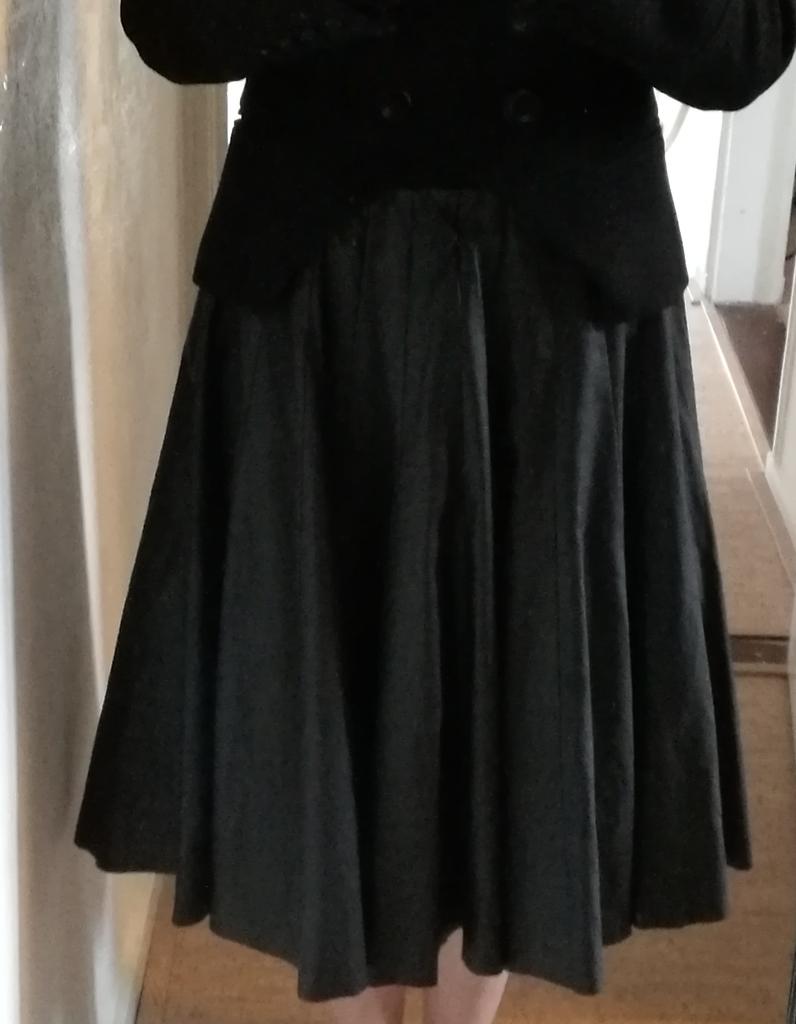 zwarte wijde rok faux leather, / linnen Cora Kemperman, Kleding | Dames, Rokken, Gedragen, Maat 36 (S), Zwart, Onder de knie, Ophalen of Verzenden