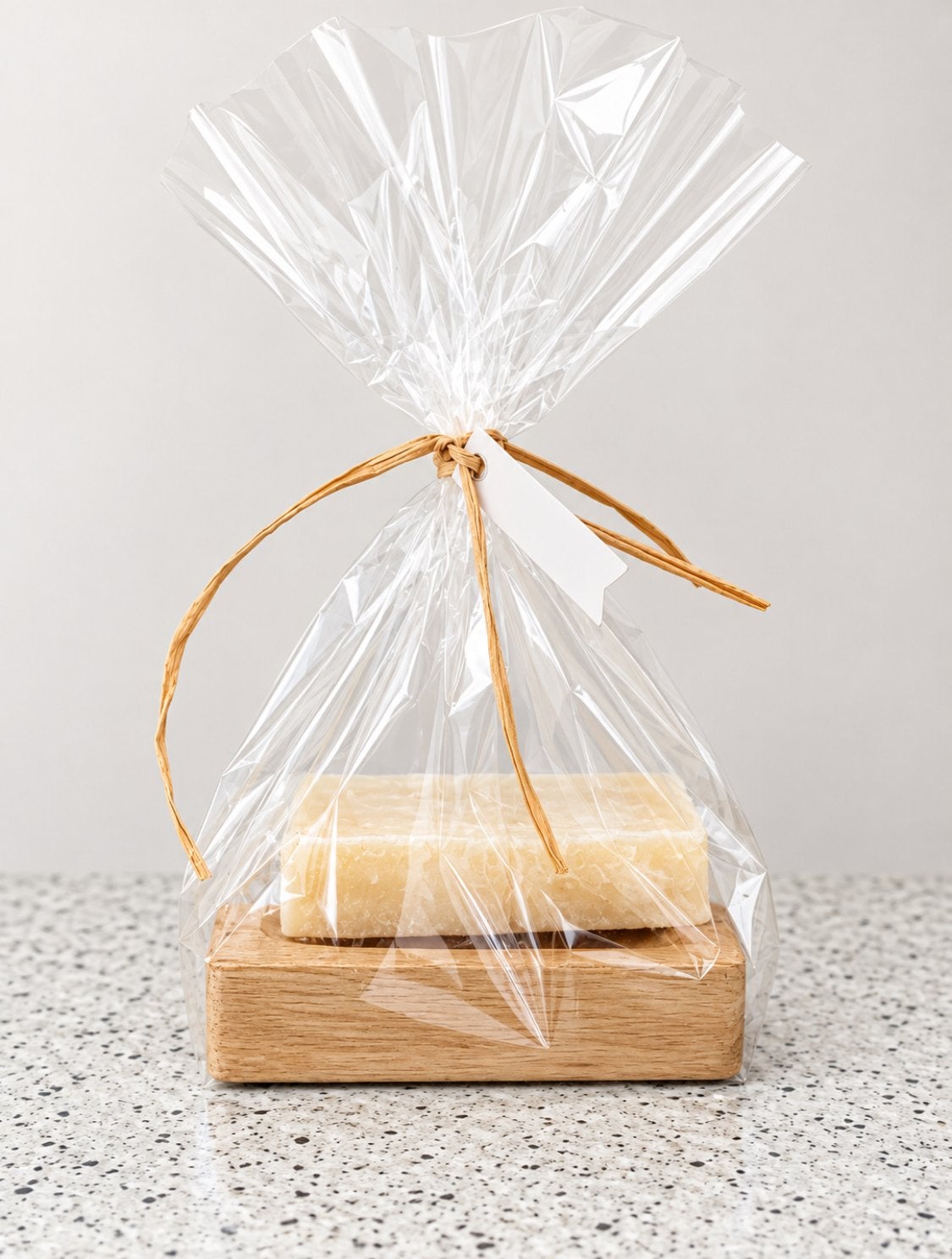 Cadeauset amberblokjes met onderzetter, Hout, Beige, Boho, Nieuw